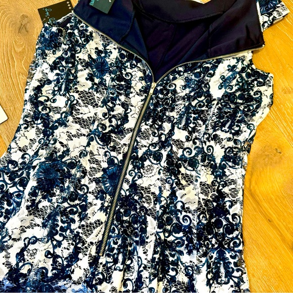 Gabby Skye Fit and Flare Dress Size 10 Pearl and Navy - Picture 6 of 11